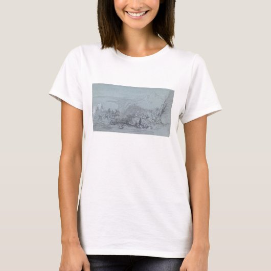 Taormina、'シチリアの景色' (チョーク&ゴーアッシュ)から tシャツ (正面)