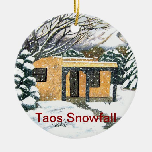 Taosのニューメキシコの降雪 セラミックオーナメント (正面)