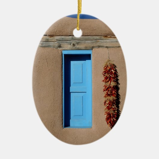 Taosの青い窓 セラミックオーナメント (正面)