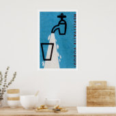 Tap Pouring Glass of Water - Matchbox Print ポスター (キッチン)
