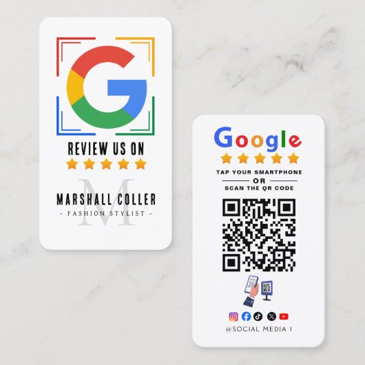 Tap to Review Google Review QR Code Google Ratings 名刺 (正面/裏面)