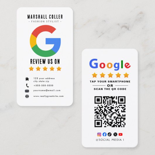 Tap to Review Google Review QR Code Google Ratings 名刺 (正面/裏面)