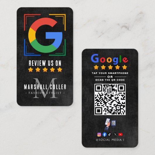 Tap to Review Google Review QR Code Google Ratings 名刺 (正面/裏面)