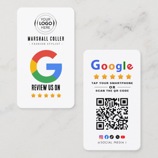 Tap to Review Google Review QR Code Google Ratings 名刺 (正面/裏面)