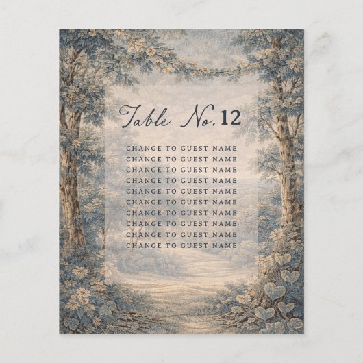 Tapestry Blue Toile wedding table seating chart (裏面)