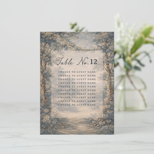 Tapestry Blue Toile wedding table seating chart (スタンド正面)