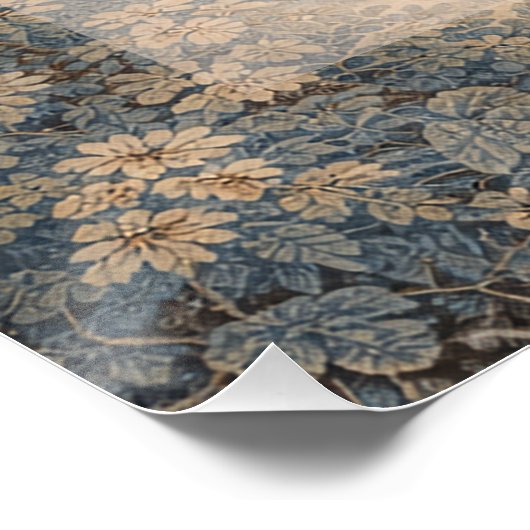 Tapestry Blue Toile wedding table seating chart ポスター (コーナー)