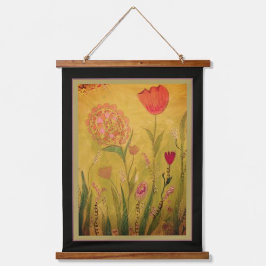 Tapestry - Mixed Media Flowers-2 吊り下げ型タペストリー (正面)