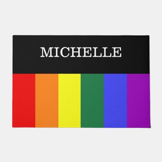 Tapete Capacho Orgulho Gay Rainbow Personalizado ドアマット (正面)