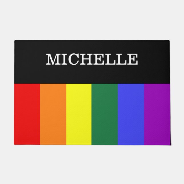 Tapete Capacho Orgulho Gay Rainbow Personalizado ドアマット (正面)