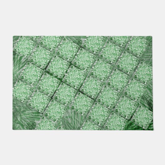 Tapete com pequenos quadrados verdes e 'falha' ドアマット (正面)