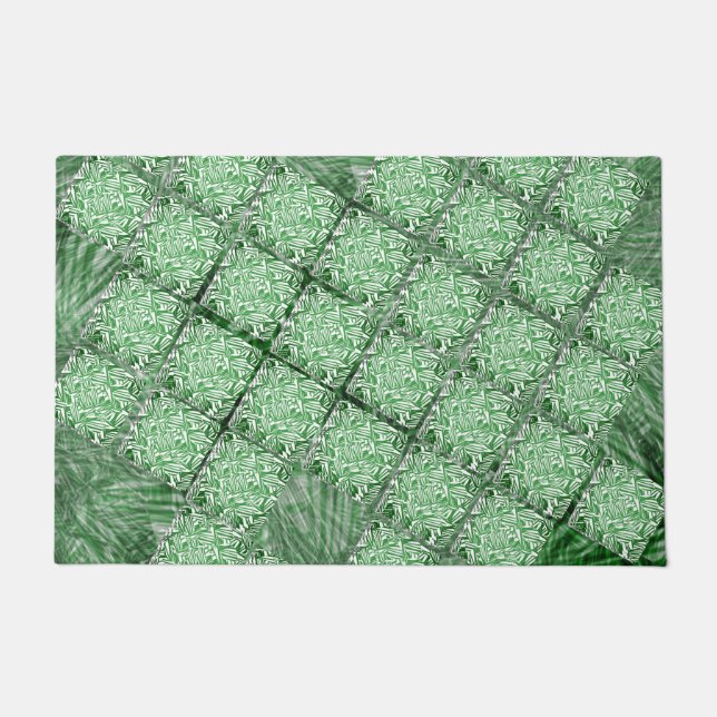 Tapete com pequenos quadrados verdes e 'falha' ドアマット (正面)
