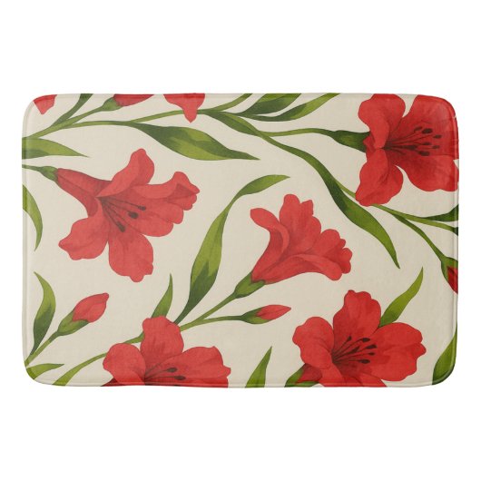 Tapete de Banheiro florais vermelha  バスマット (正面)