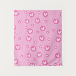 Tapete de Parede Decorativo Corações Rosa タペストリー