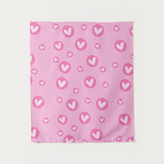 Tapete de Parede Decorativo Corações Rosa タペストリー