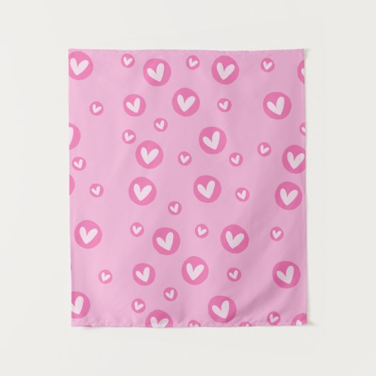 Tapete de Parede Decorativo Corações Rosa タペストリー (正面)