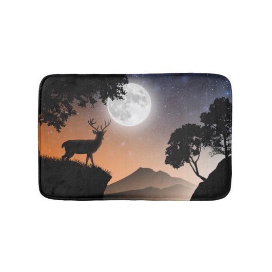 Tapis De Bain Cerf sous la lune orange バスマット (正面)