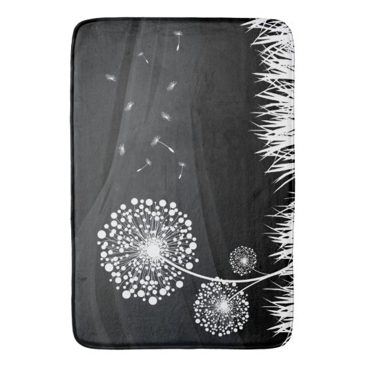 Tapis De Bain Pissenlit noir et blanc バスマット (正面縦)