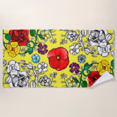 Tapis de fleurs au coquelicot ビーチタオル (正面)