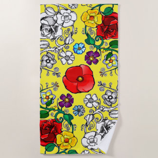 Tapis de fleurs au coquelicot ビーチタオル