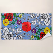 Tapis de fleurs au coquelicot ビーチタオル (正面)