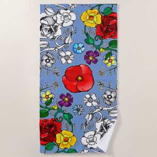 Tapis de fleurs au coquelicot ビーチタオル
