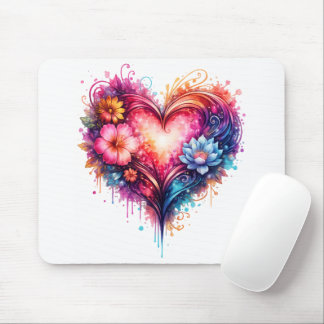 Tapis de souris cœur artistique coloré マウスパッド