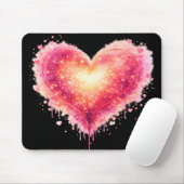 Tapis de souris cœur lumineux sur fond noir マウスパッド (マウス)