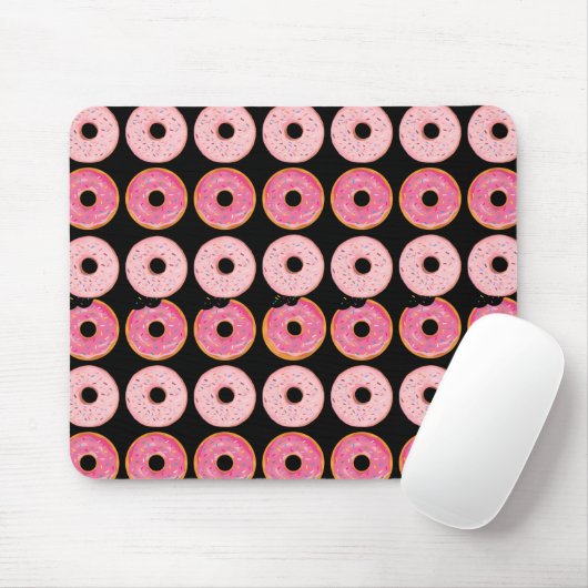 Tapis de souris Donuts Rose Tapis de souris noir マウスパッド (マウス)