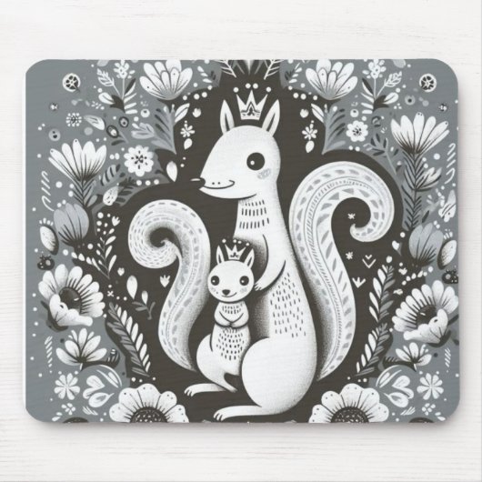Tapis de souris illustration folk art “Ecureuil“ マウスパッド (正面)