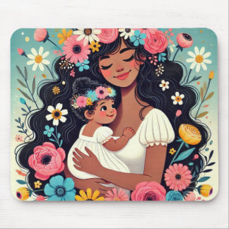 Tapis de souris maman et bebe fille マウスパッド