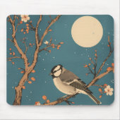 Tapis De Souris - Moonlit Bird on Blossom Branch マウスパッド (正面)