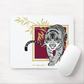 Tapis de souris "Tigre blanc et bambou" マウスパッド (マウス)