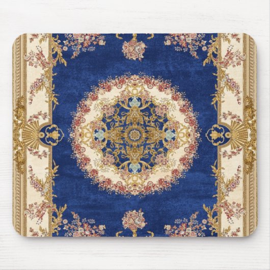 Tapis De Yoga motif bleu et dore マウスパッド (正面)