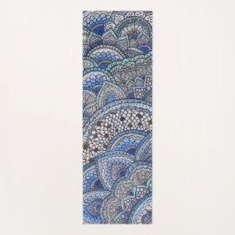 Tapis de yoga motif mandala bleu ヨガマット