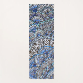 Tapis de yoga motif mandala bleu ヨガマット