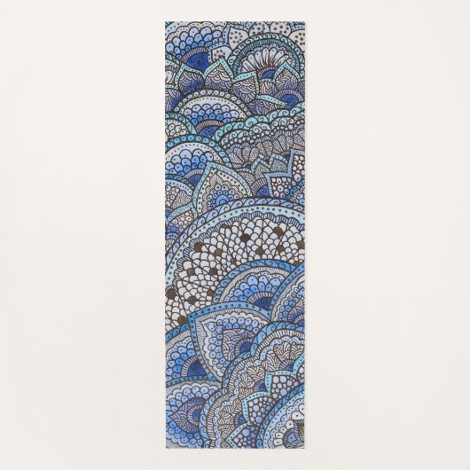 Tapis de yoga motif mandala bleu ヨガマット (正面)
