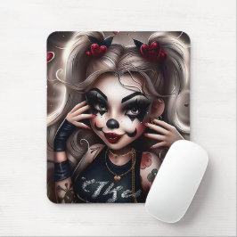 Tapis Sourie Woman with Clown Makeup 4 マウスパッド