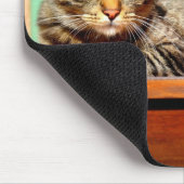Tapis souris chat tigré sur une table de jardin マウスパッド (コーナー)