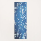 Tapis Yoga bleu imprimé feuillage ヨガマット (正面)