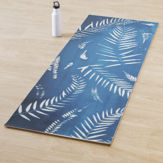 Tapis Yoga bleu imprimé feuillage ヨガマット