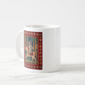 Tapisserie de Chevalier sur fonds rouge コーヒーマグカップ (正面左)