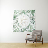Tapiz  Baptism Eucalyptus greenery backdrop banner タペストリー (インサイチュ)