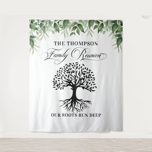 Tapiz Family reunion greenery tree backdrop banner タペストリー (正面)