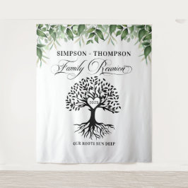 Tapiz Family reunion greenery tree backdrop banner タペストリー