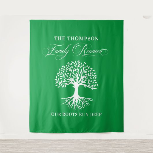 Tapiz Family reunion tree backdrop banner green タペストリー (正面)