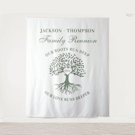 Tapiz Family reunion tree backdrop banner green タペストリー (正面)