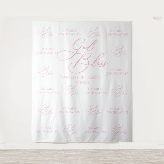 Tapiz God Bless Elegant Pink photobooth backdrop タペストリー (正面)