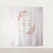 Tapiz Pink Floral Communion Backdrop タペストリー (正面)