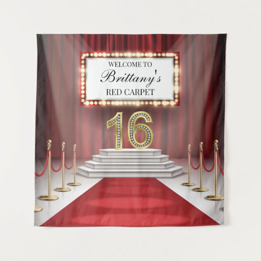 Tapiz Red Carpet 16th Birthday Backdrop banner タペストリー (正面)